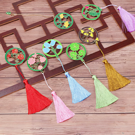 Exquisite Flower Enamel Metal Bookmark