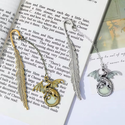 Luminous Feather and Dragon Metal Bookmark