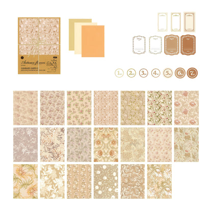 Vintage Floral Themed Scrapbook Paper Set