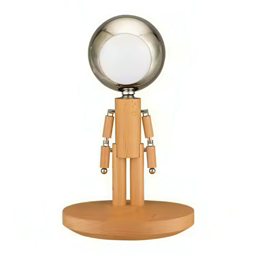 Rechargeable Wooden Figure Desk Lamp with Adjustable Joints
