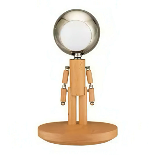 Rechargeable Wooden Figure Desk Lamp with Adjustable Joints