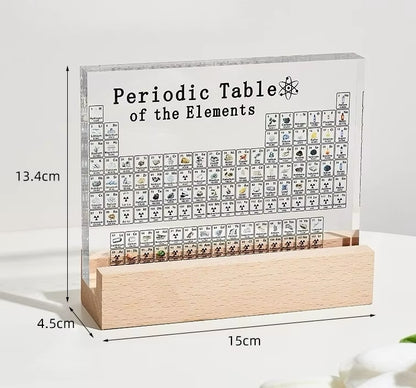 Acrylic Periodic Table with Wooden LED Base