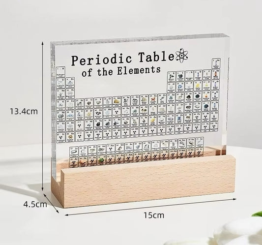 Acrylic Periodic Table with Wooden LED Base