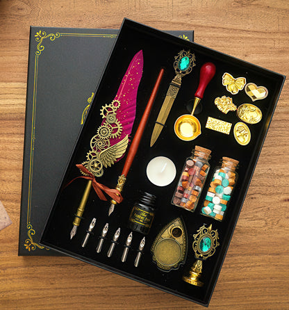 Vintage Style Quill Pen and Sealing Wax Set