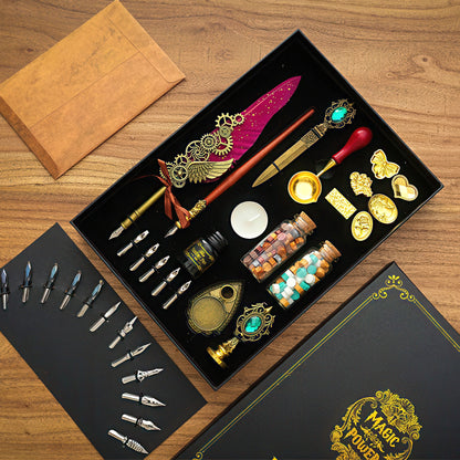 Vintage Style Quill Pen and Sealing Wax Set