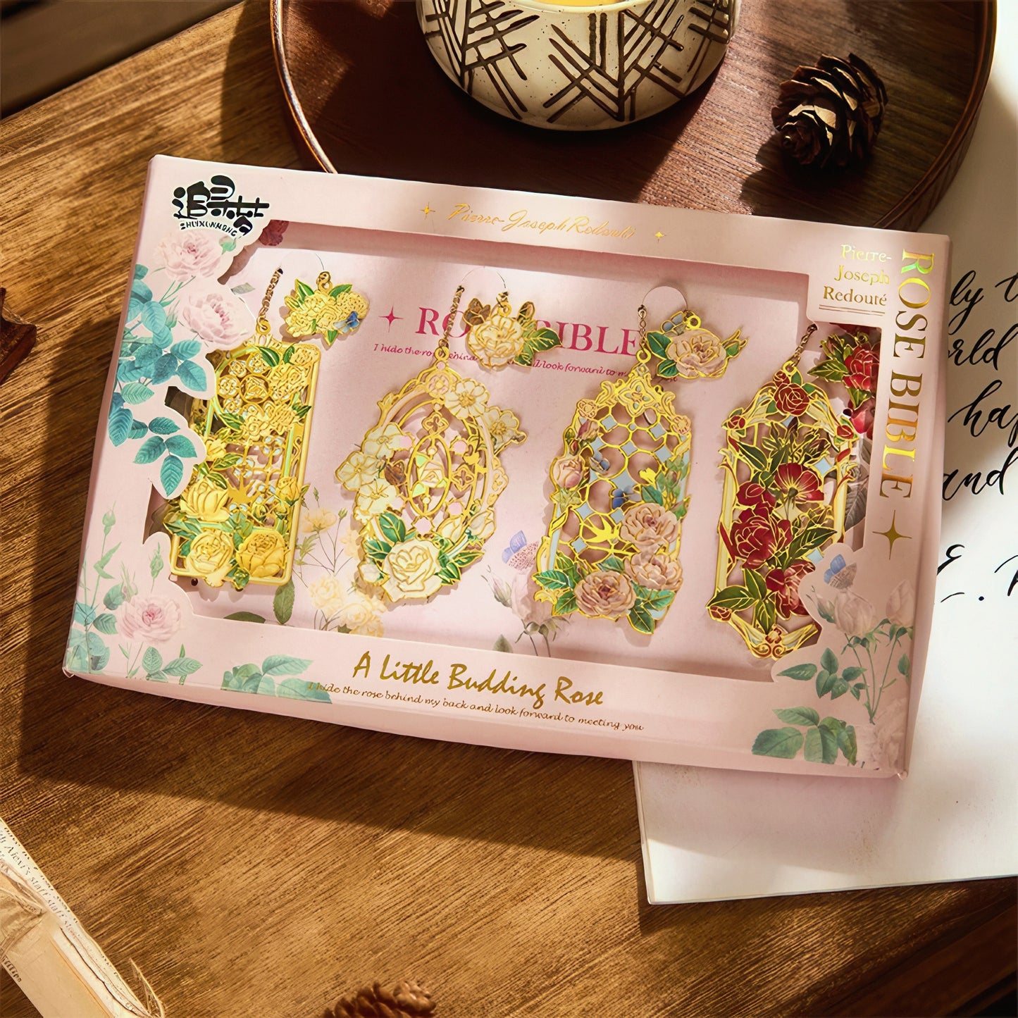 Baroque Roses Design Metal Bookmark