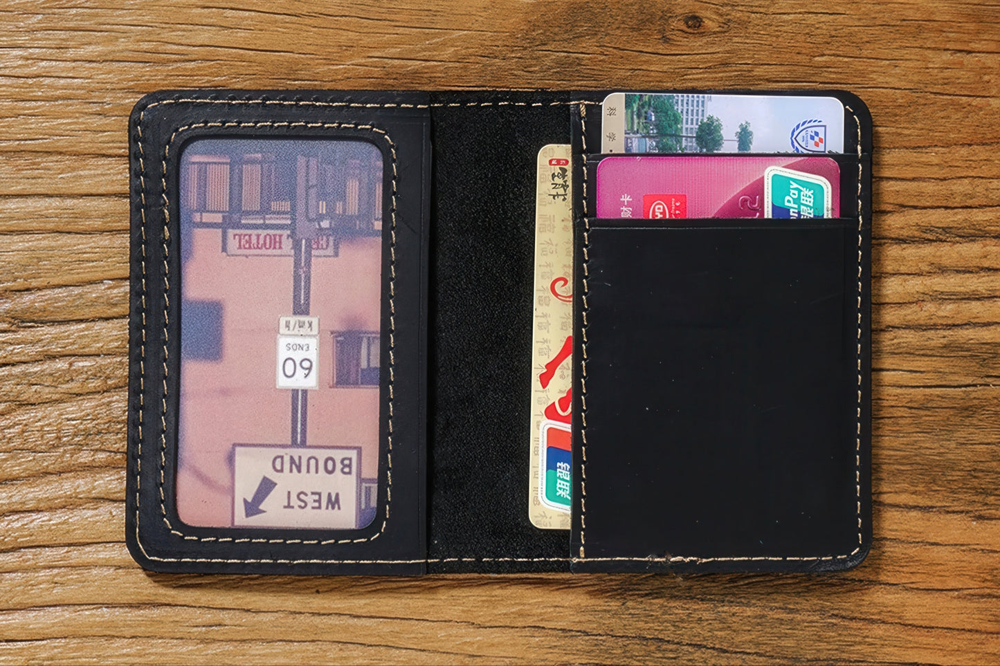 Dyed Cowhide Card Holder Wallet