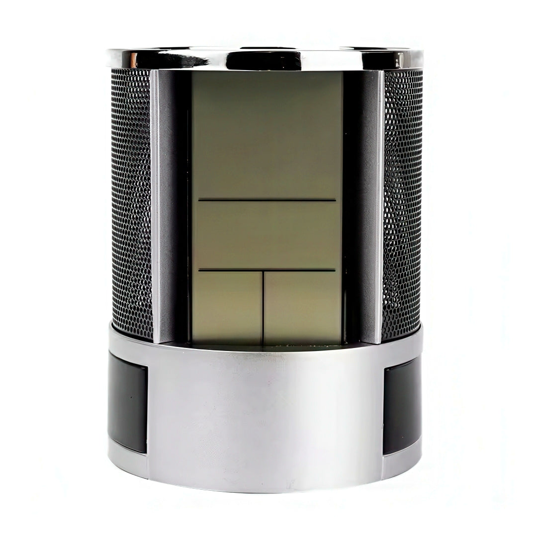 Metal Mesh Pen Holder with Digital Alarm Clock