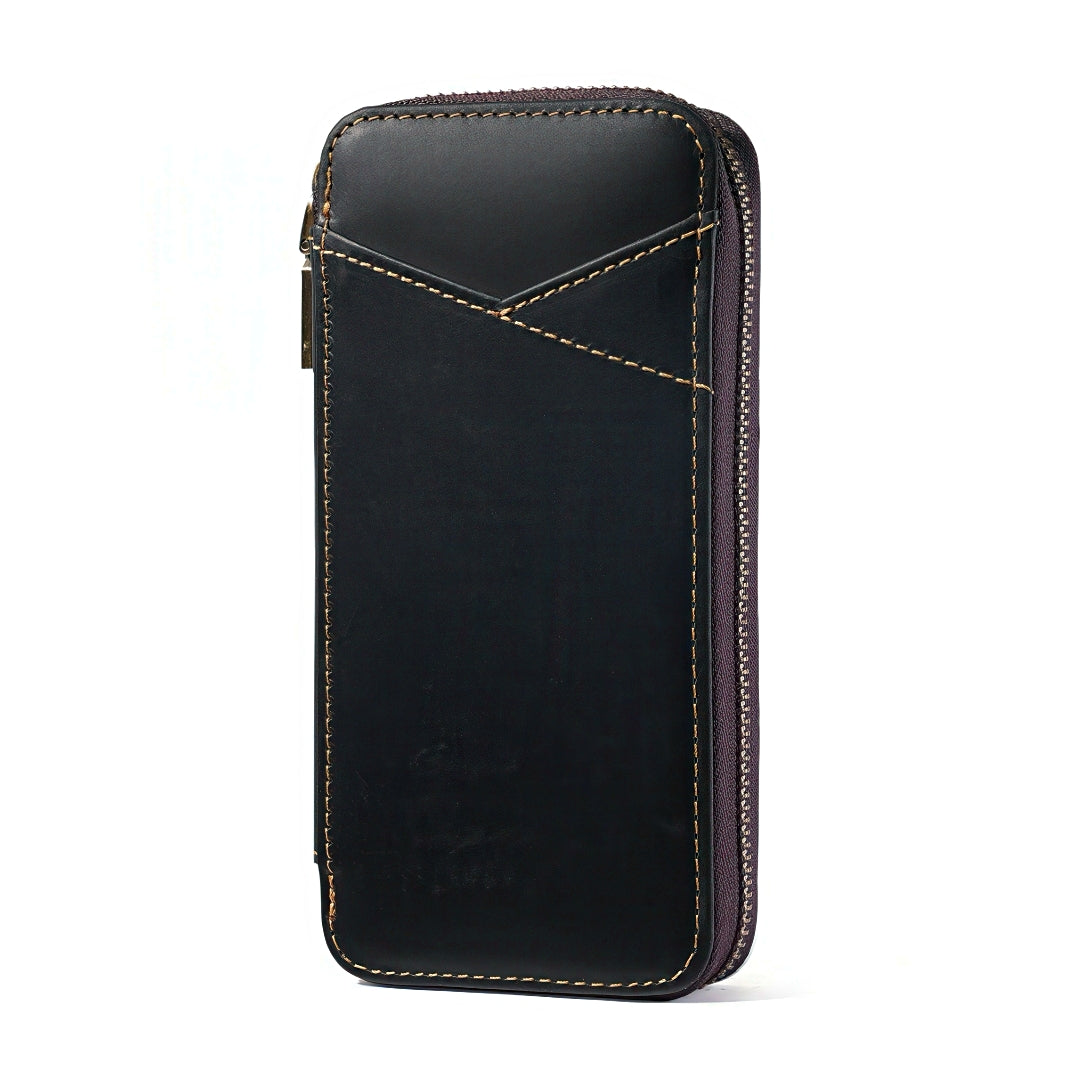 Multi Compartments Dyed Cowhide Leather Pen Case