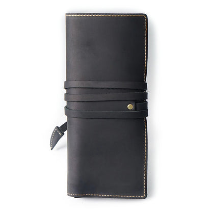 Retro Cowhide Multi Compartments Pencil Bag