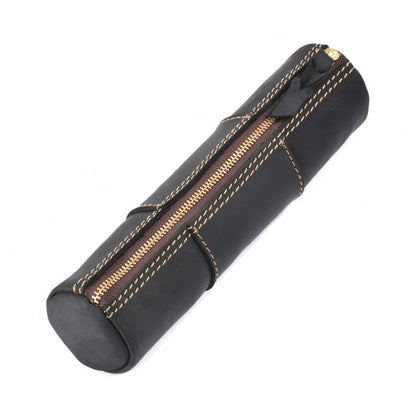 Dyed Cowhide Zipper Pencil Case