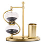 Retro Brass Hourglass with Pen Holder