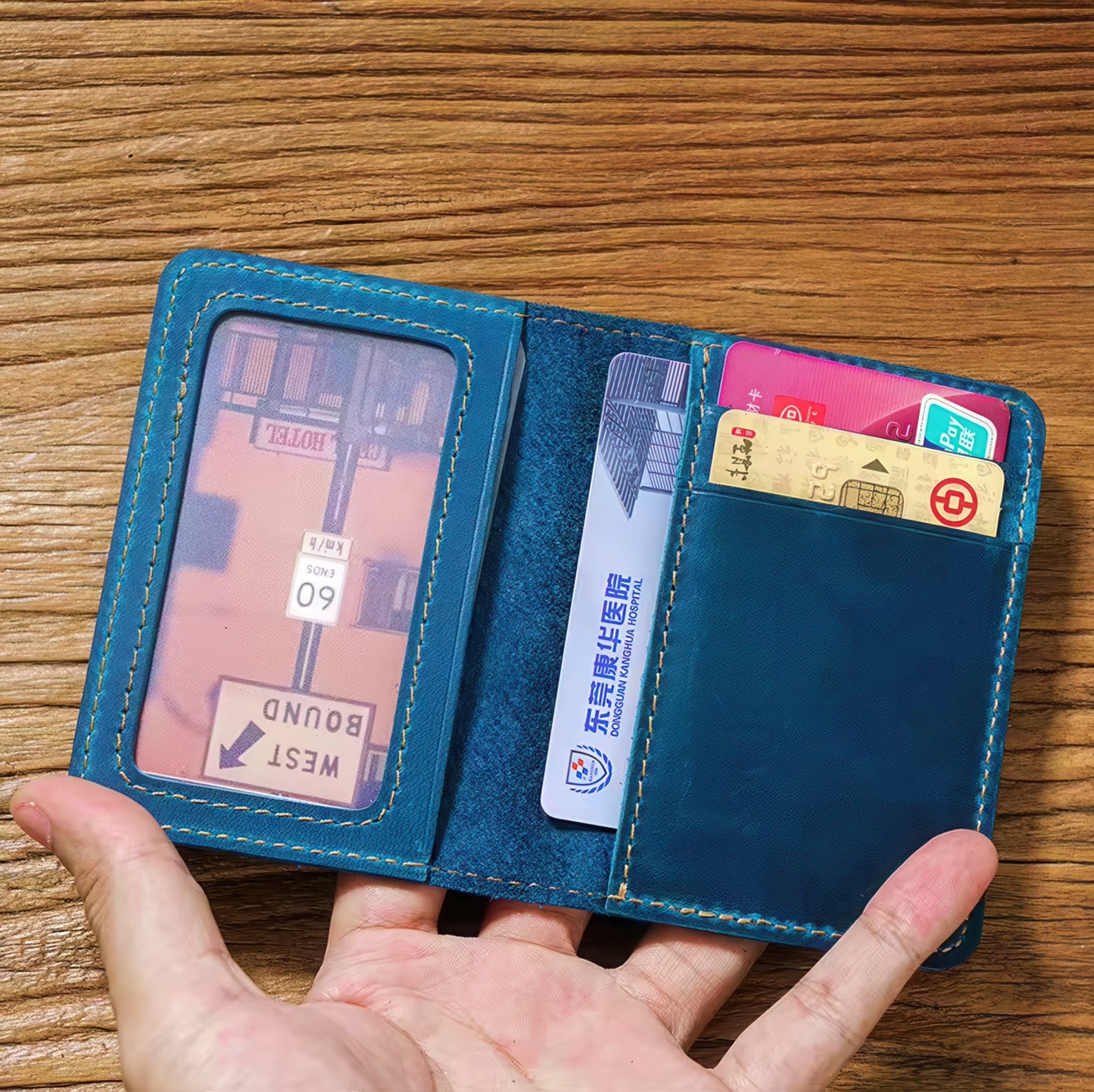 Dyed Cowhide Card Holder Wallet