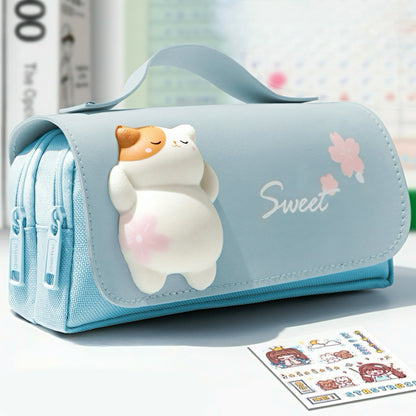 Large Capacity Pencil Case with Squishy Stress-relief Toy