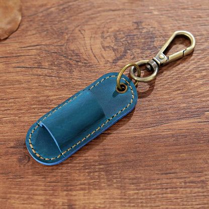Dyed Cowhide Pen Holder Keychain