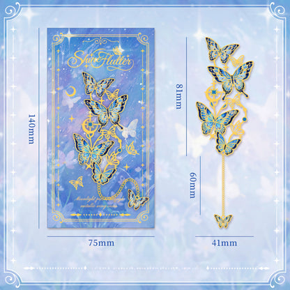 Starry Butterfly Themed Metal Bookmark