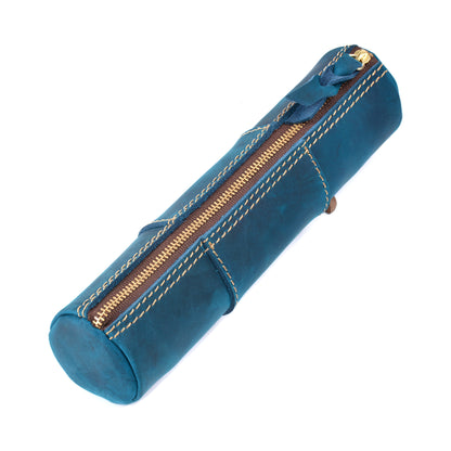Dyed Cowhide Zipper Pencil Case