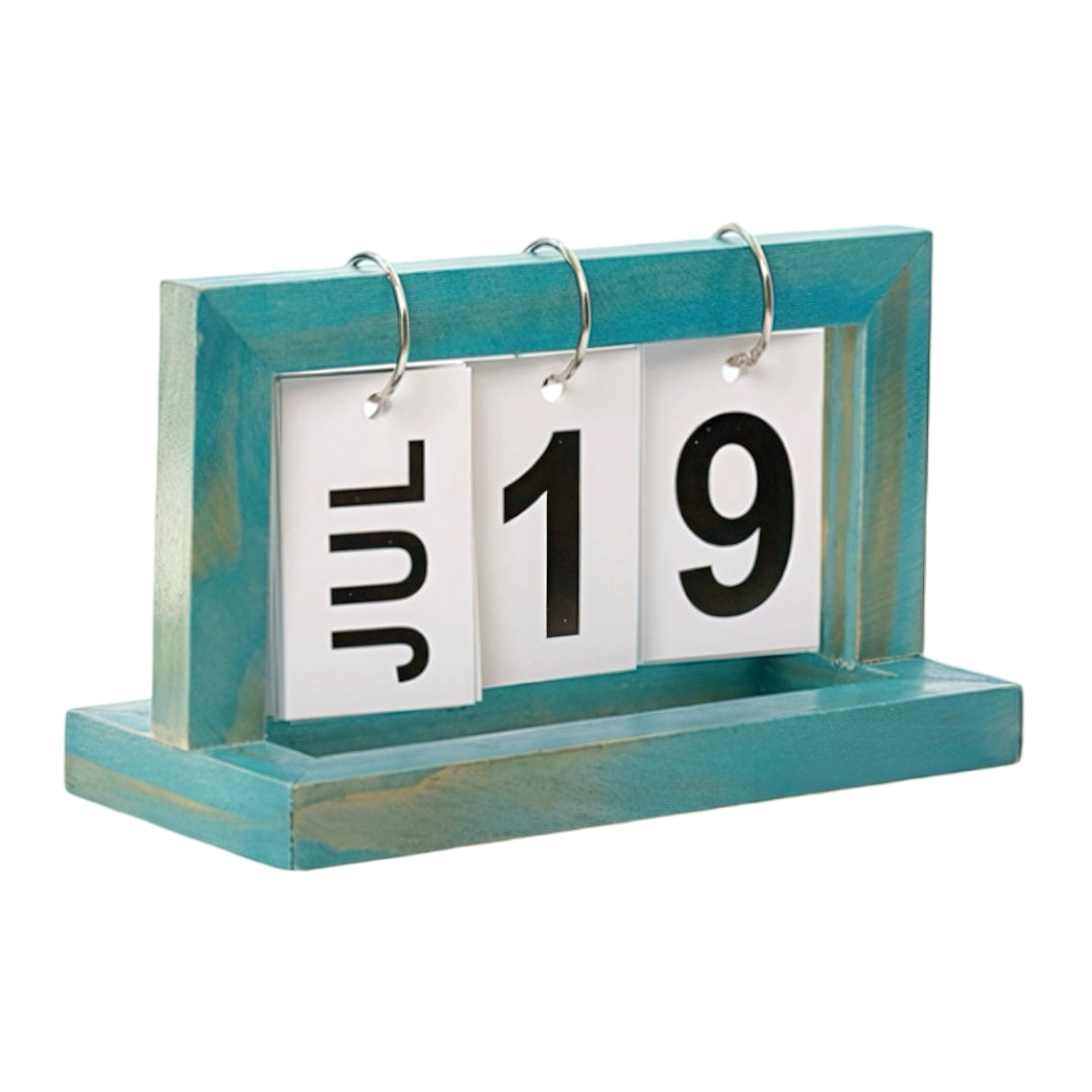 Flip Perpetual Wooden Desk Calendar