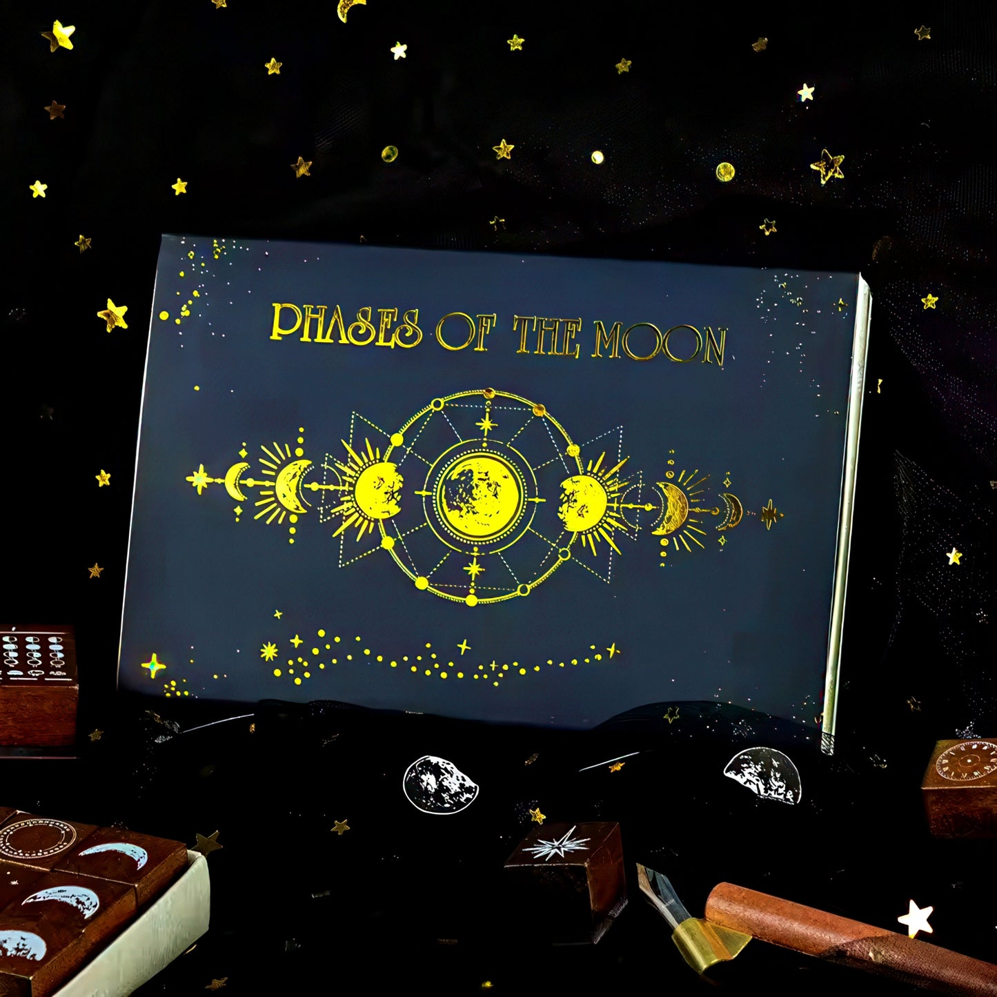 Moon Phase Calendar Wooden Stamp Set