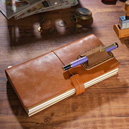 Dyed Cowhide Pen Holder with Metal Clip