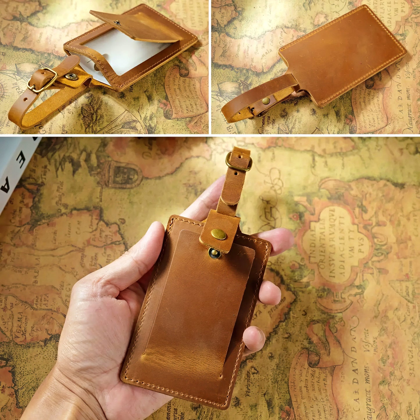 Dyed Leather Luggage Tag