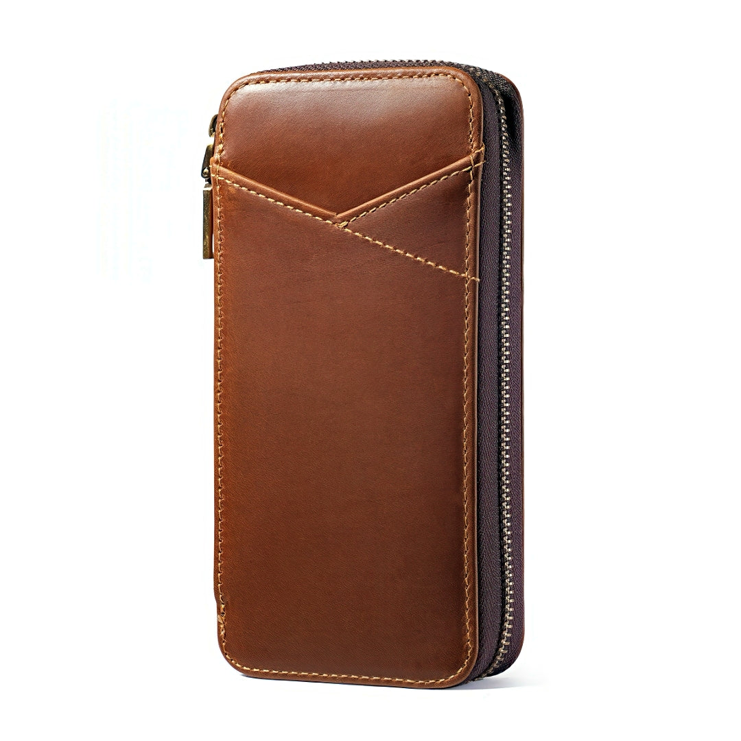 Multi Compartments Dyed Cowhide Leather Pen Case