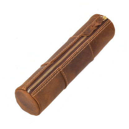 Dyed Cowhide Zipper Pencil Case