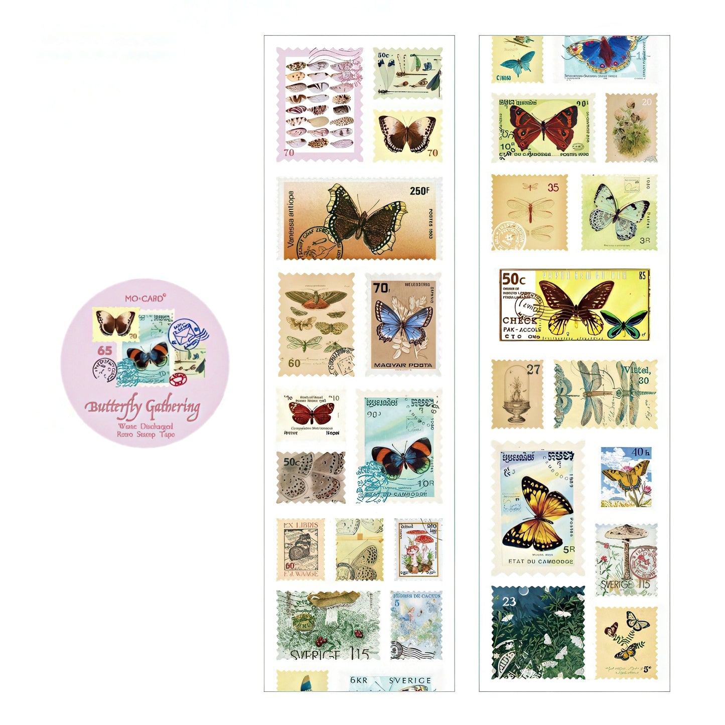 Retro Postage Stamp Sticker Roll