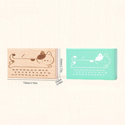 Cat Themed Wooden Planner Stamp Set