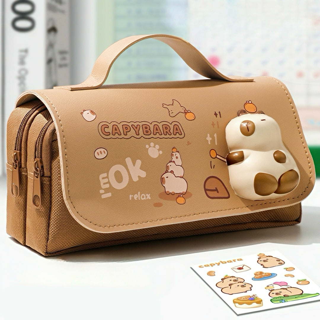 Large Capacity Pencil Case with Squishy Stress-relief Toy