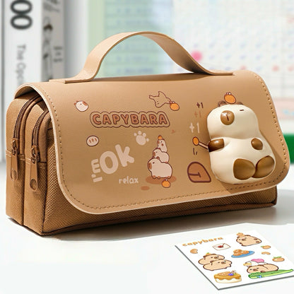 Large Capacity Pencil Case with Squishy Stress-relief Toy