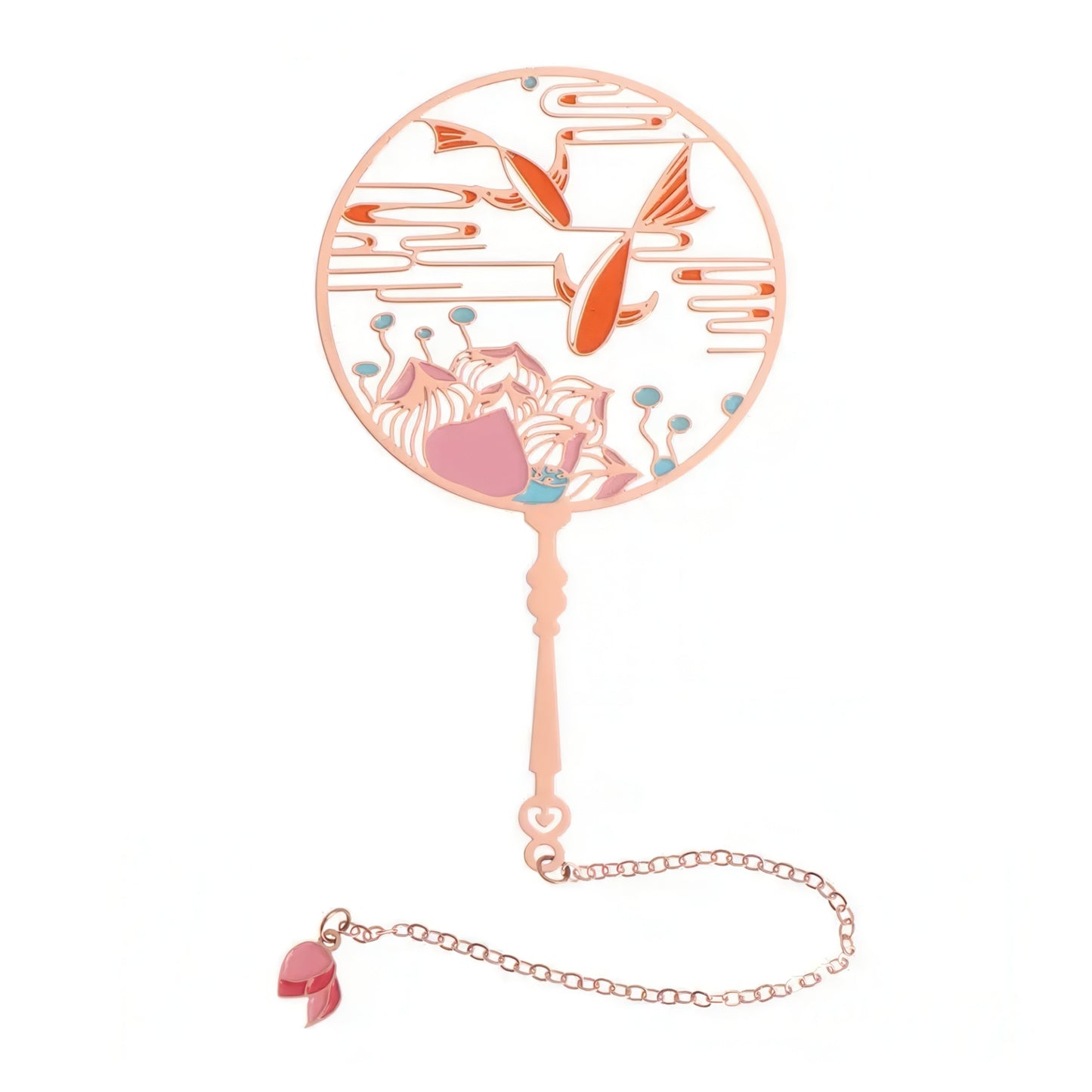 Classic Chinese Fan Shaped Metal Bookmark