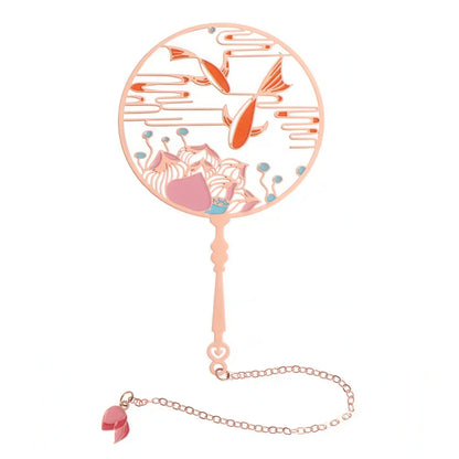 Classic Chinese Fan Shape Metal Bookmark