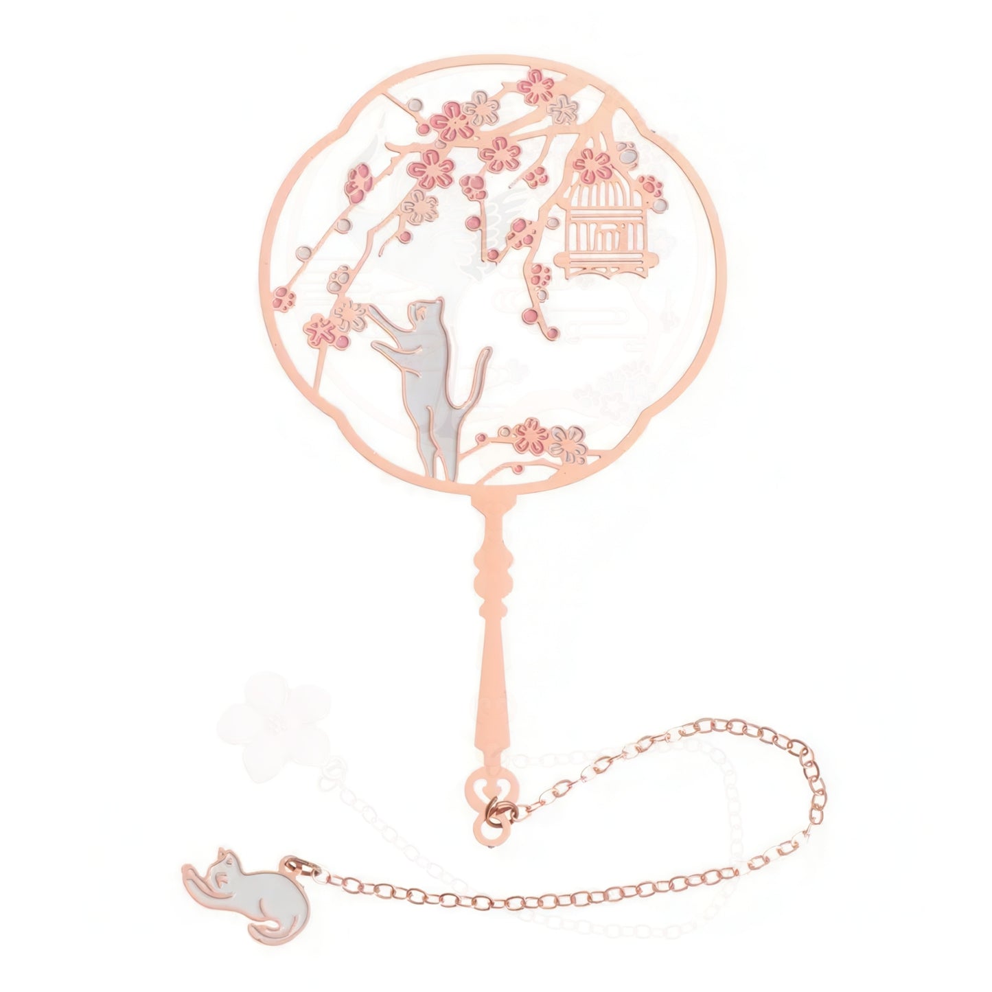 Classic Chinese Fan Shaped Metal Bookmark