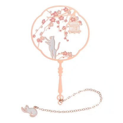 Classic Chinese Fan Shape Metal Bookmark