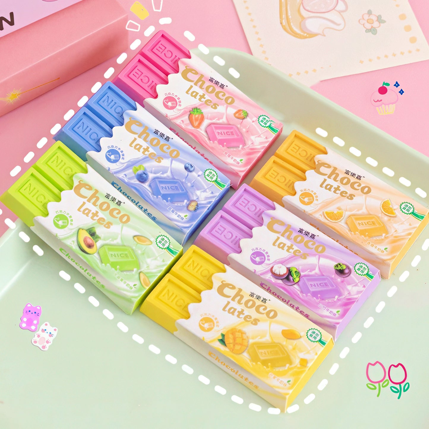 Chocolate and Cookie Shaped Erasers