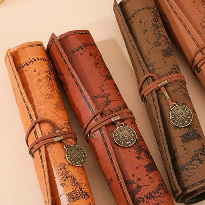 Vintage Treasure Map Roll Up Pencil Case