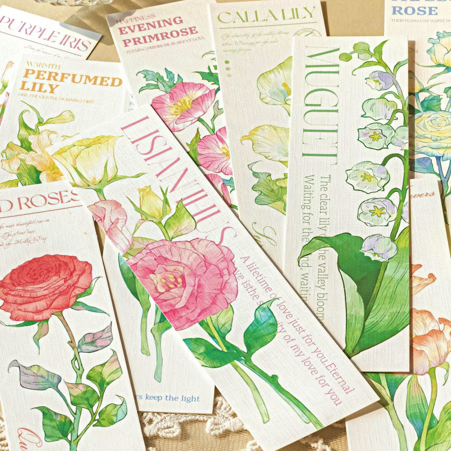 Pictures of Flowers Paper Bookmark Set