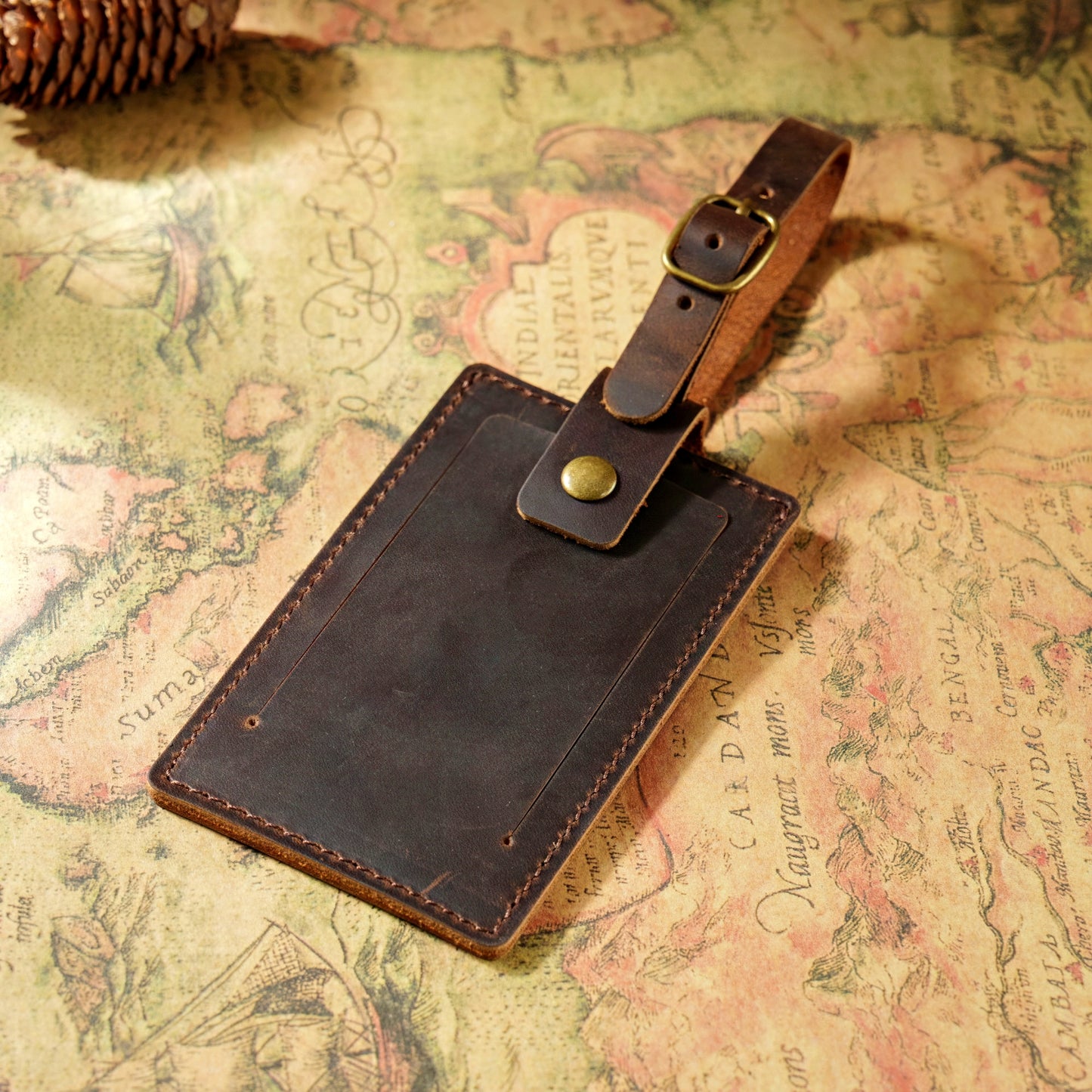 Dyed Leather Luggage Tag