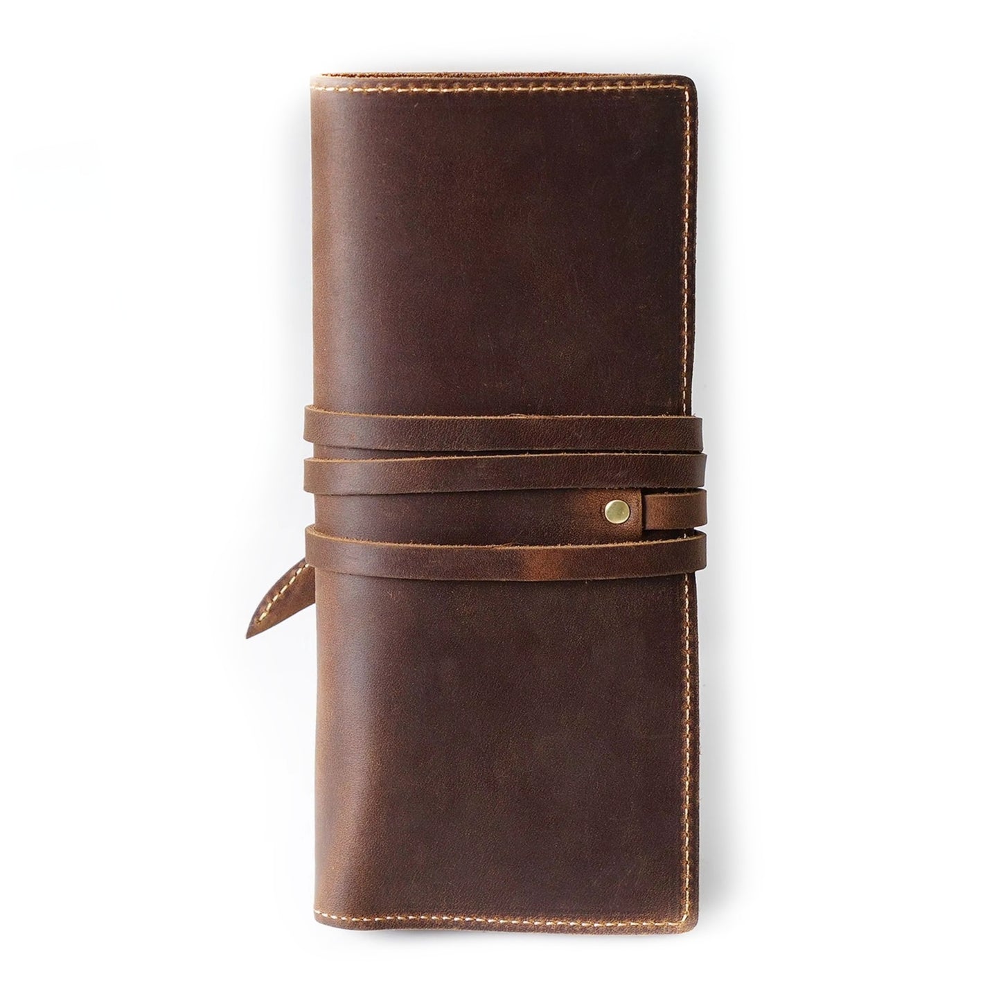 Retro Cowhide Multi Compartments Pencil Bag