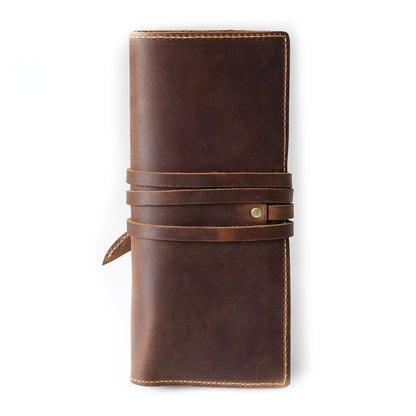 Retro Cowhide Multi Compartments Pencil Bag