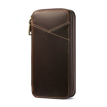 Multi Compartments Dyed Cowhide Leather Pen Case