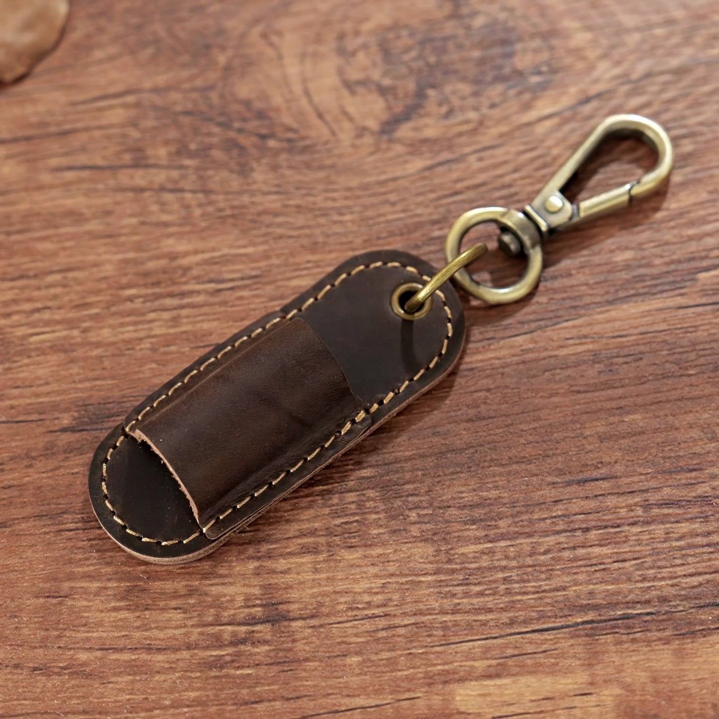 Dyed Cowhide Pen Holder Keychain