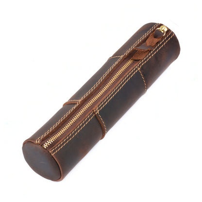 Dyed Cowhide Zipper Pencil Case