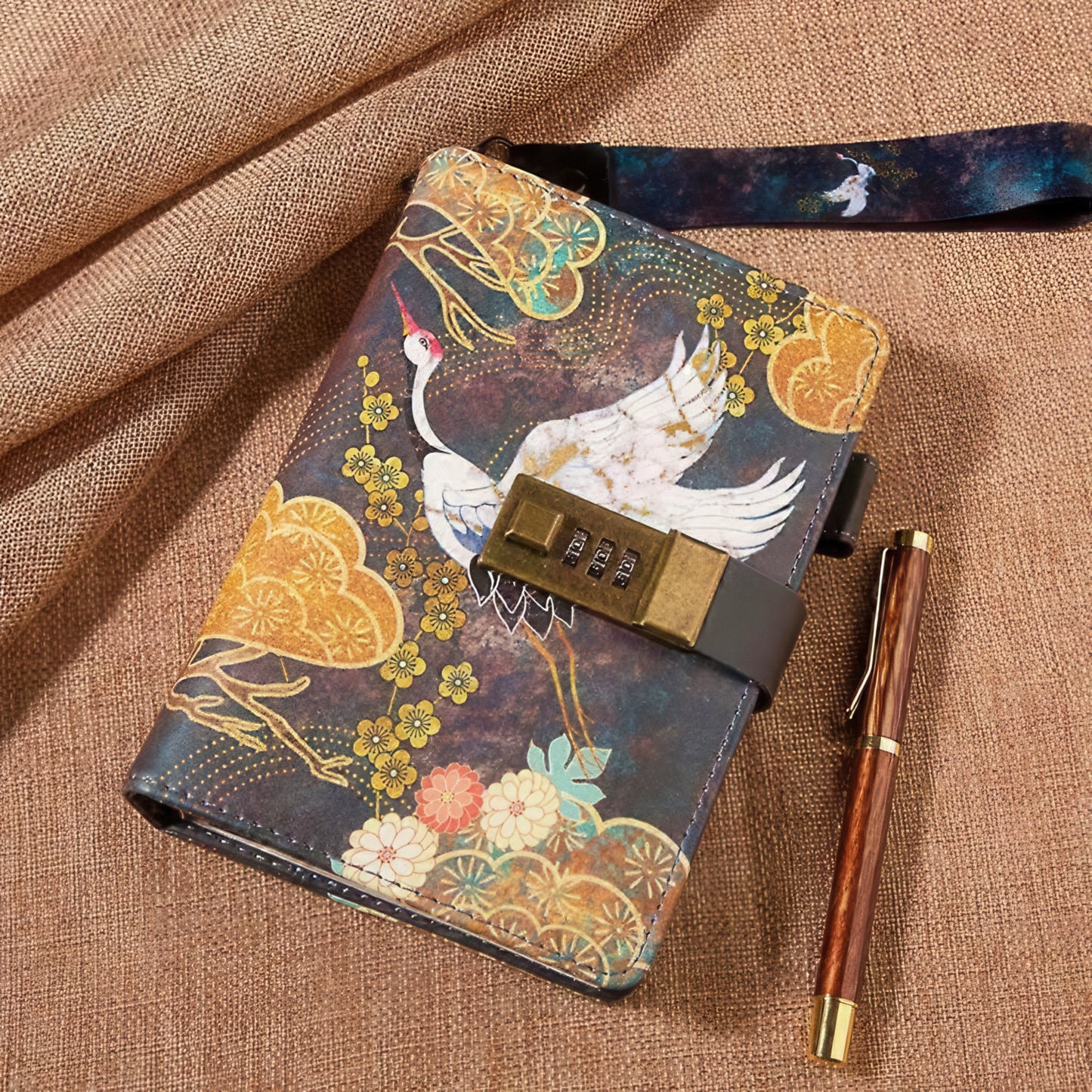 Retro Chinese Style Loose-leaf Notebook with Combination Lock