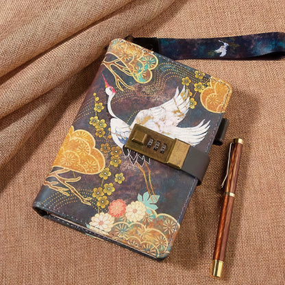 Retro Chinese Style Loose-leaf Notebook with Combination Lock