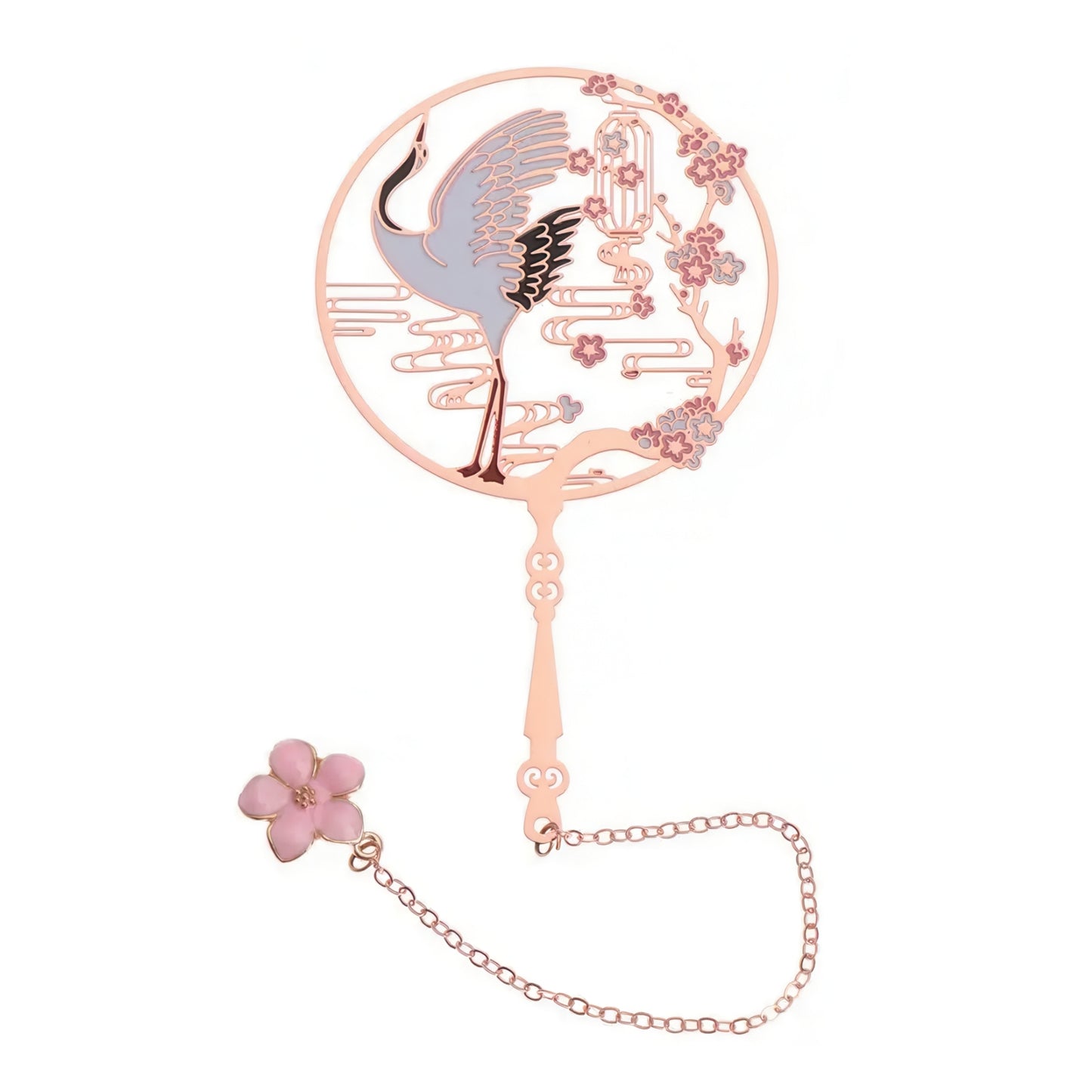 Classic Chinese Fan Shaped Metal Bookmark