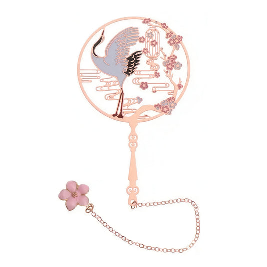 Classic Chinese Fan Shaped Metal Bookmark