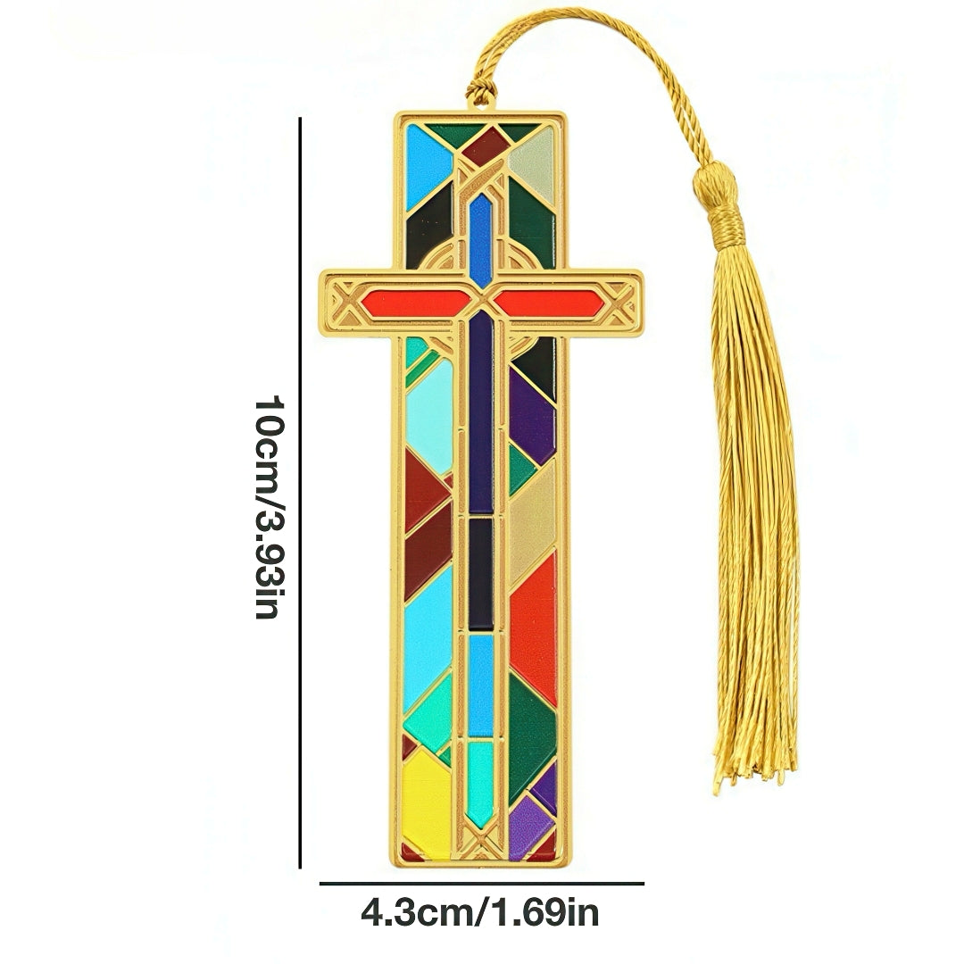 Vintage Metal Bookmark with Stained Glass Design