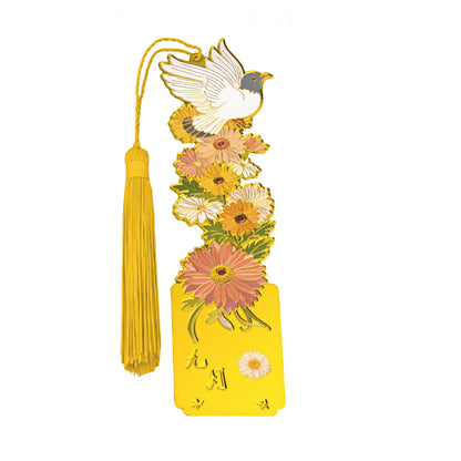 Birds and Flowers Themed Metal Bookmark